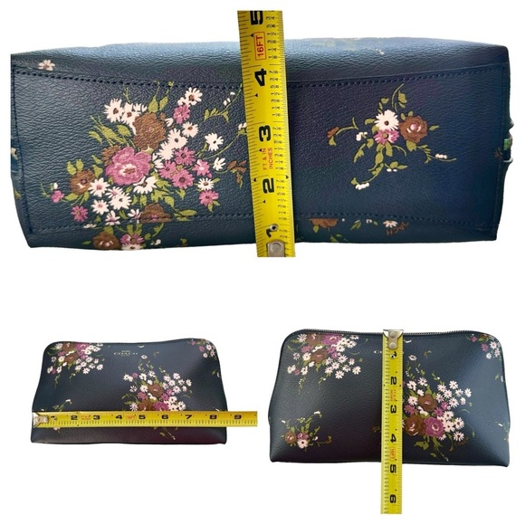 COACH Floral Midnight Multi Leather Large Cosmetic Travel Pouch Bag Case - Picture 12 of 12